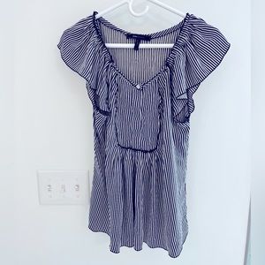 BCBG MaxAzria Striped Flutter Sleeve Top